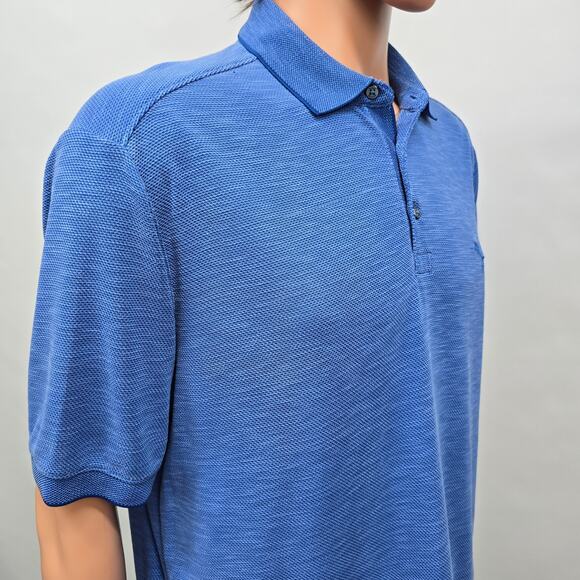 Tommy Bahama Island Zone Polo Palmetto Paradise Shirt Men L Blue Tencel Coolmax - Picture 6 of 12